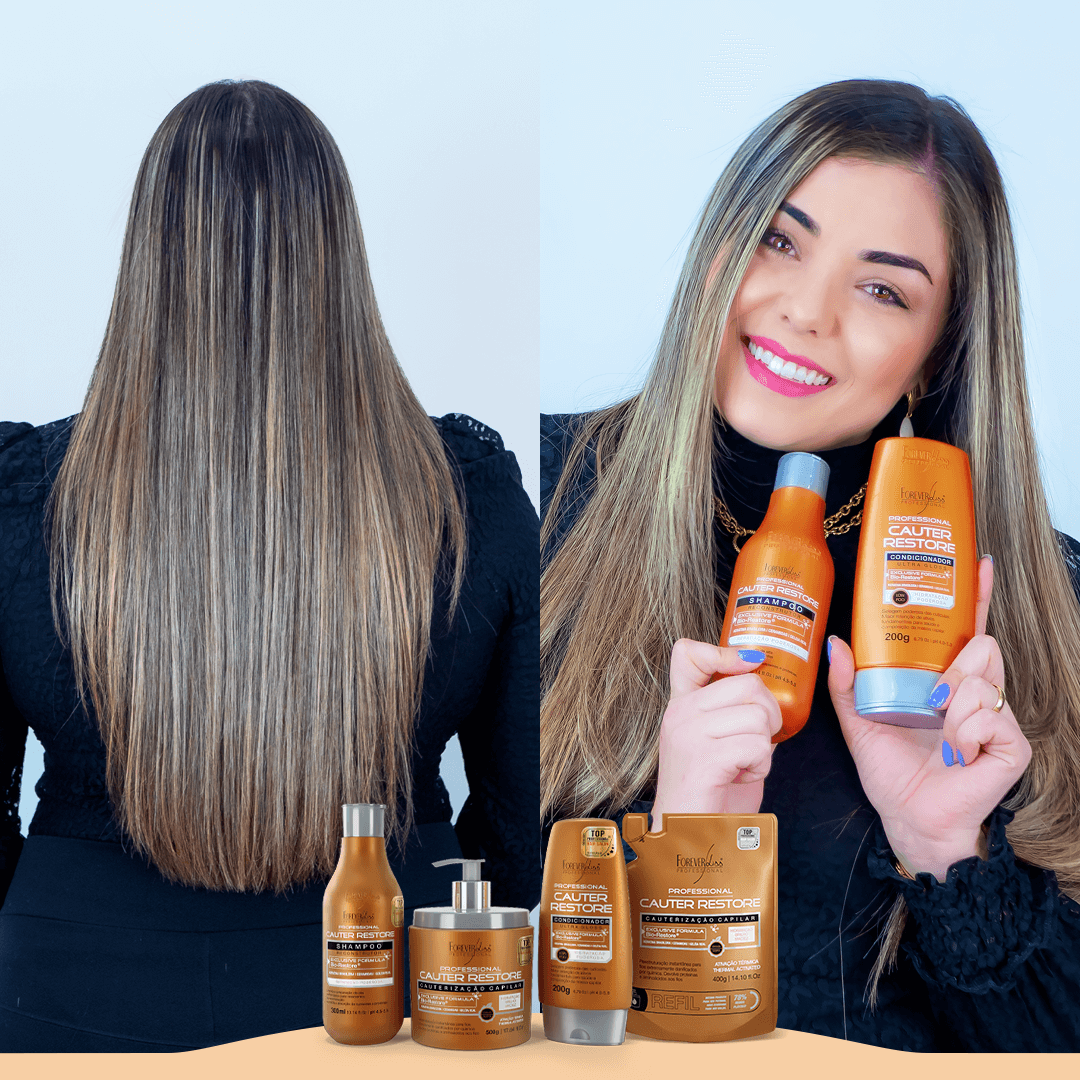 Kit Shampoo E Máscara Capilar Cauterização Cauter Restore Forever Liss